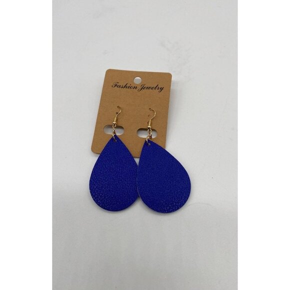Women's Blue Teardrop Statement Earrings Fashion Jewelry Hook Style Lightweight - Picture 5 of 7